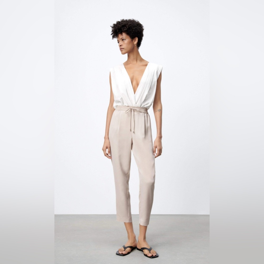 Zara Beige Drawstring Pants - Picture 4 of 10